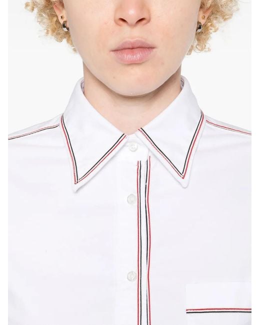 Thom Browne White Classic Long-Sleeve Cropped Shirt