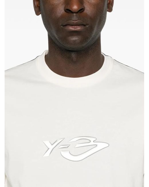Y-3 White Logo-Print T-Shirt for men