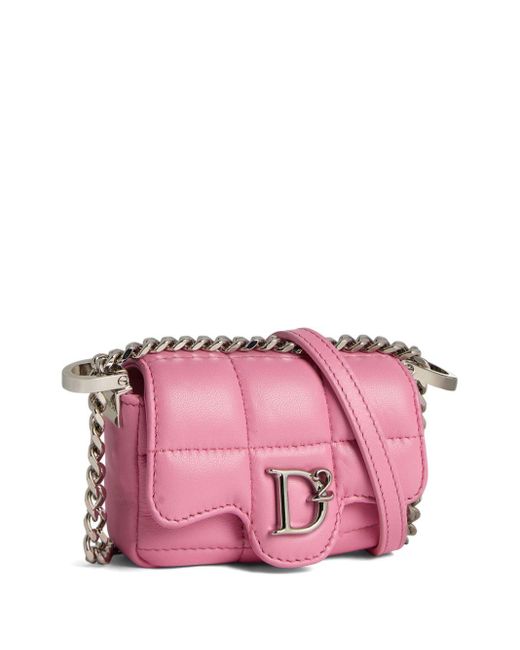 DSquared² Pink D2 Statement Leather Crossbody Bag