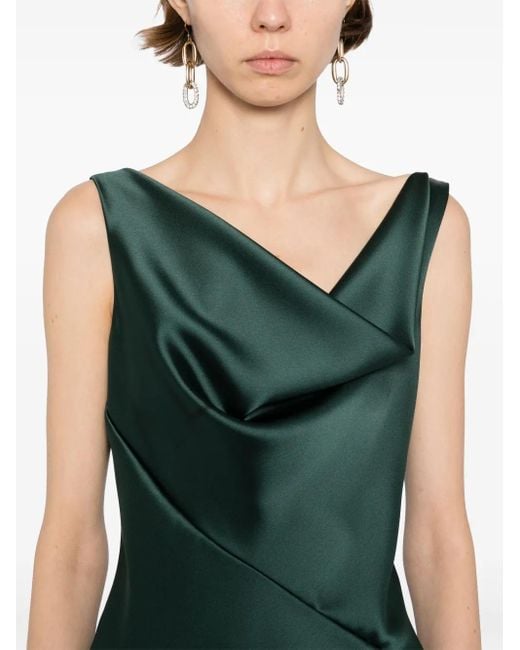Amsale Green Bias-Cut Cowl-Neck Dress