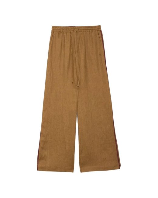 Ottod'Ame Natural Side-Stripe Drawstring Palazzo Pants
