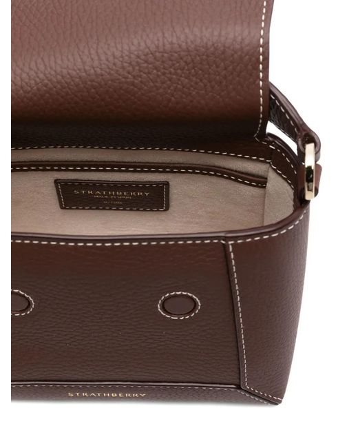 Strathberry Brown Nano Mosaic Leather Bar-Detail Tote Bag