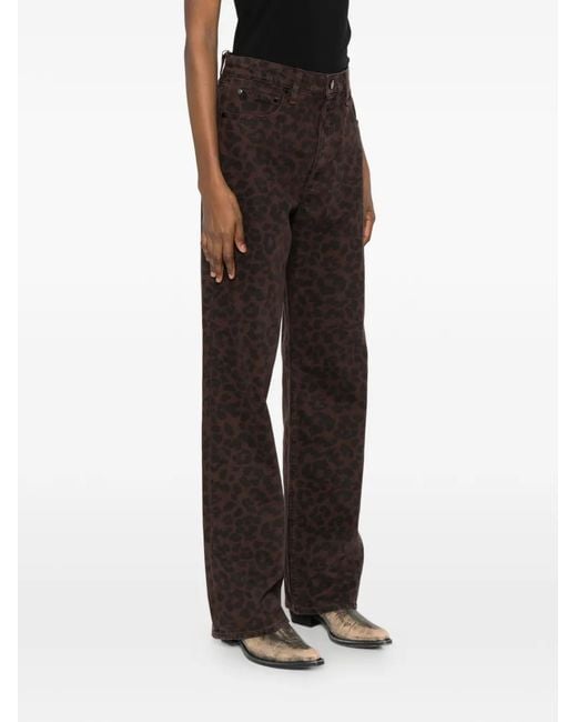 Rag & Bone Gray Shea Leopard-Print Jeans