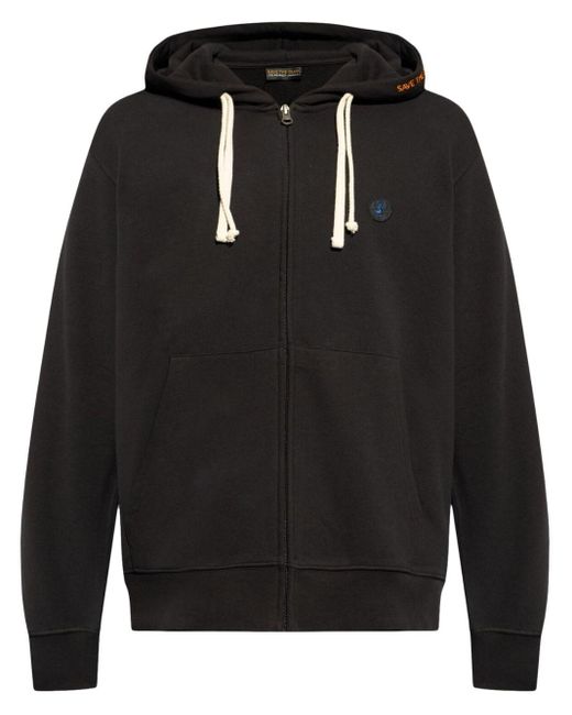 Save The Duck Black Embossed Logo Cotton Hooded Jacket for men