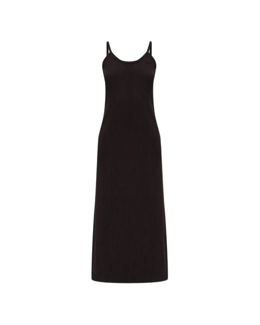 Lacoste Black Ribbed-Knit Logo-Patch Dress