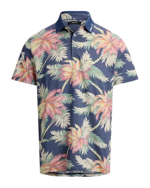 Ralph Lauren Blue Floral-Print Polo Shirt for men