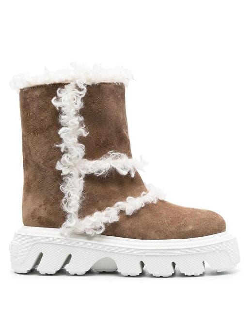 Casadei Brown Generation C Marika Boots In Camel And White