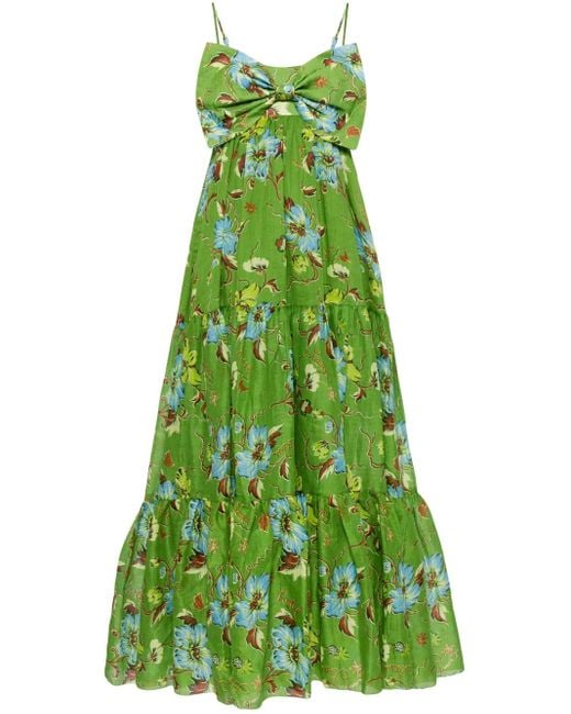 ALÉMAIS Hotel Lamu Midi-Jurk Met Bloemenprint in het Green
