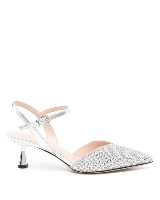 Evaluna White 60Mm Rhinestone-Embellished Pumps