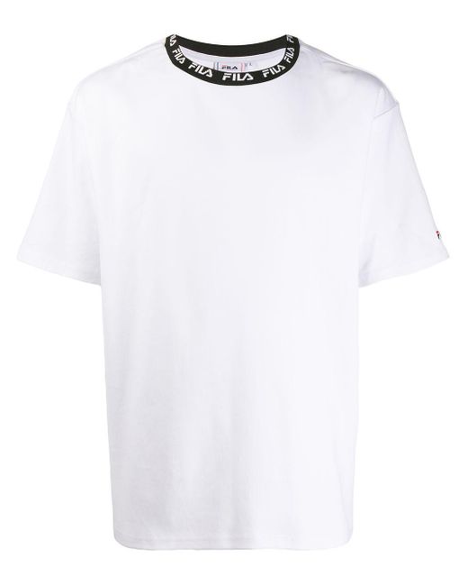 Fila Cotton Logo Collar T-shirt in White for Men | Lyst