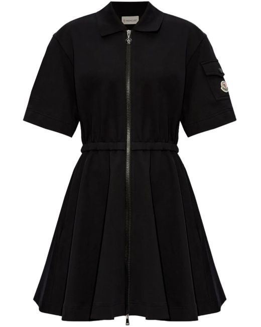 Moncler ジップアップ ポロワンピース Black