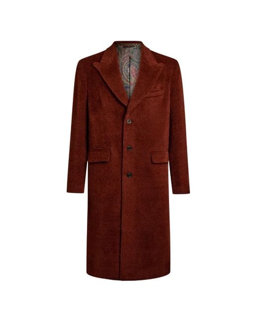 Etro Red Check-Texture Coat for men
