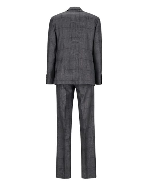 Lardini Gray Double-Breasted Checked Suit for men