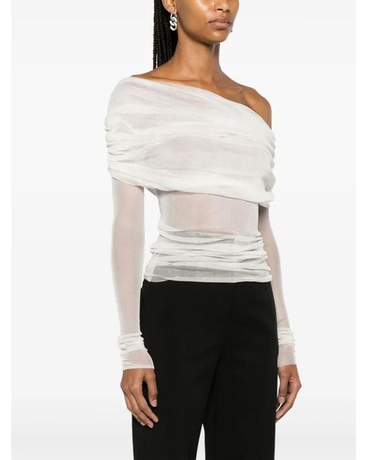 Christopher Esber White Veiled Silk Top