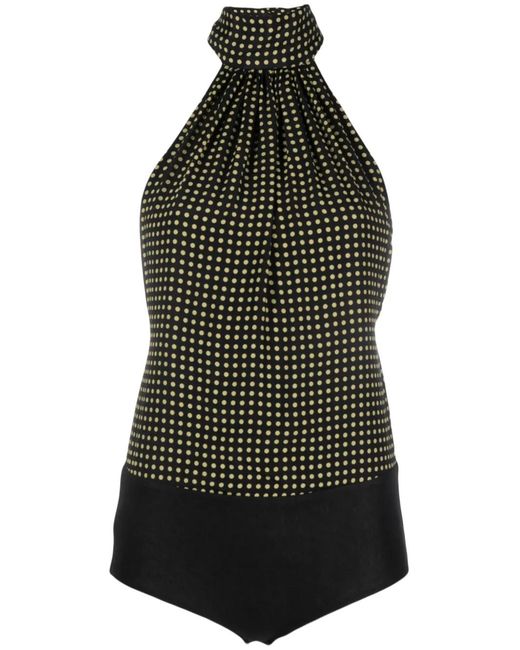 Philosophy Di Lorenzo Serafini Black Dot-Print Halterneck Top
