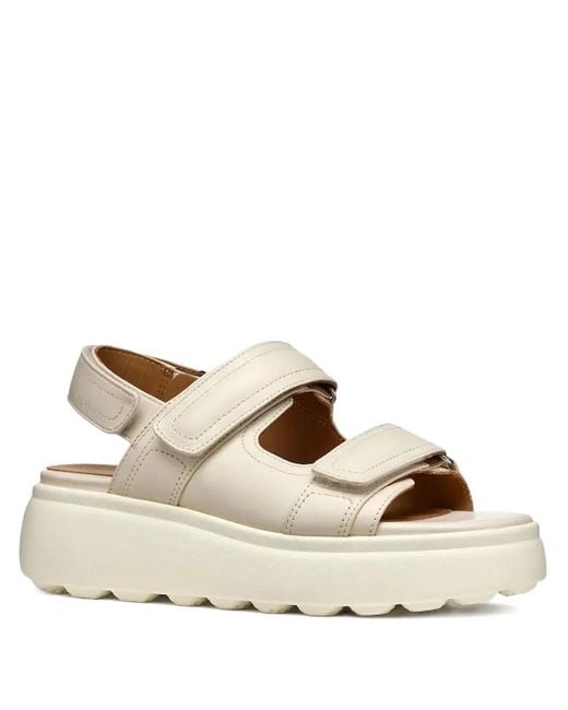 Geox Natural Double-Strap Platform Sandals