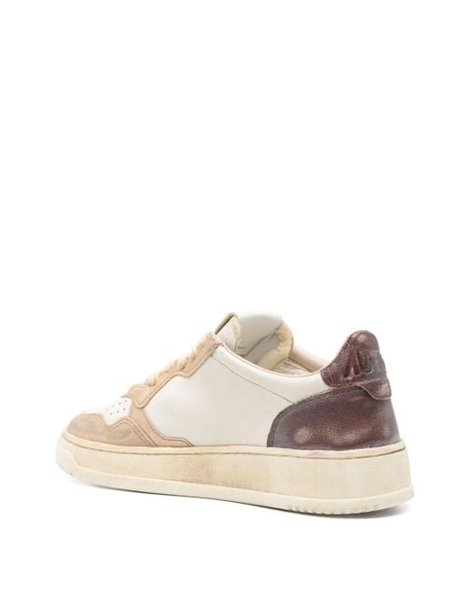 Autry Natural Super Vintage Low Metallic Leather Sneakers