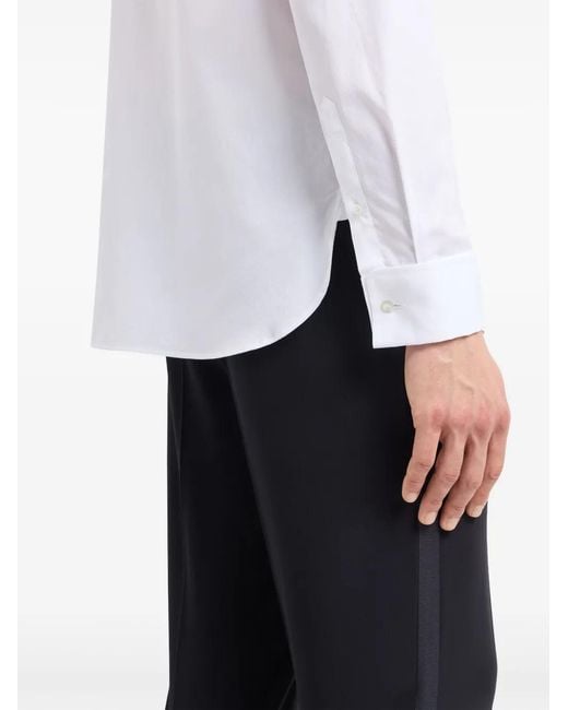 Giorgio Armani White Spread-Collar Cotton Shirt for men