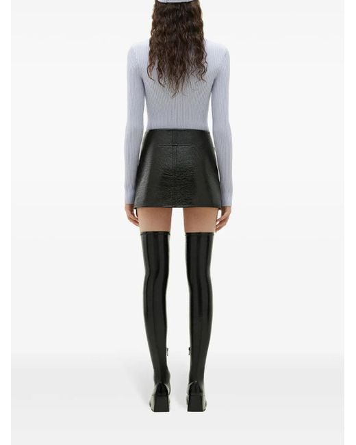 Courreges Blue Courregés Women Rib Knit High Neck Sweater Dark Lilac