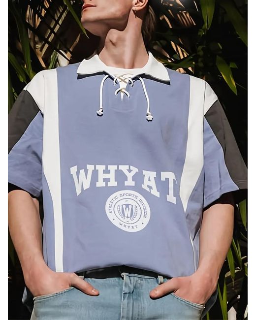 WHYAT Blue Logo-Print T-Shirt for men