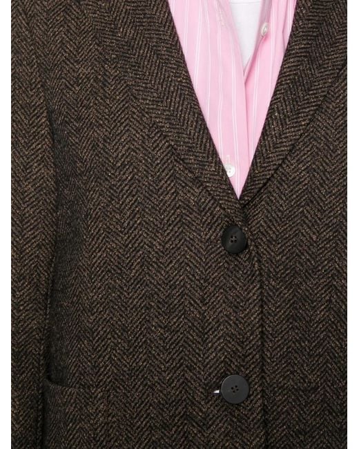 Harris Wharf London Brown Herringbone Single-Breasted Jacket