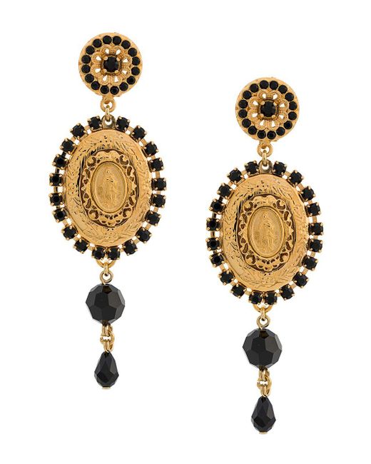 Dolce & Gabbana Metallic Drop Medallion Earrings