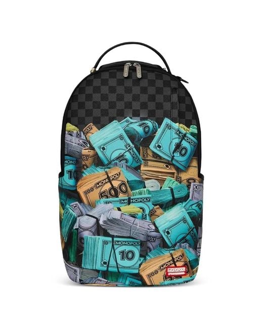 Sprayground Blue Monopoly Stack Up Checkered Backpack for men