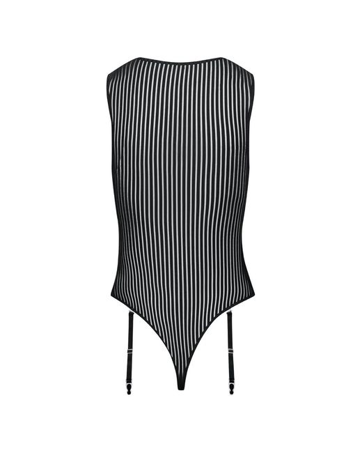 Maison Close Black Striped Bodysuit