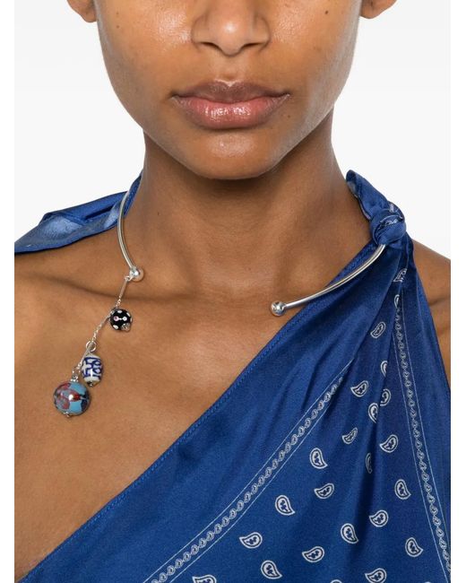 Christopher Esber Blue Bandana-Print Scarf-Tie Top