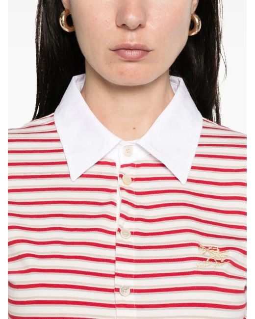 Golden Goose Deluxe Brand Red Natalia Slim Fit Striped Cotton Polo Shirt