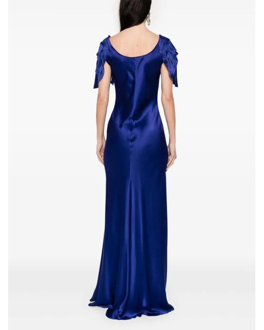 Alberta Ferretti Satijnen Maxi-Jurk in het Blue