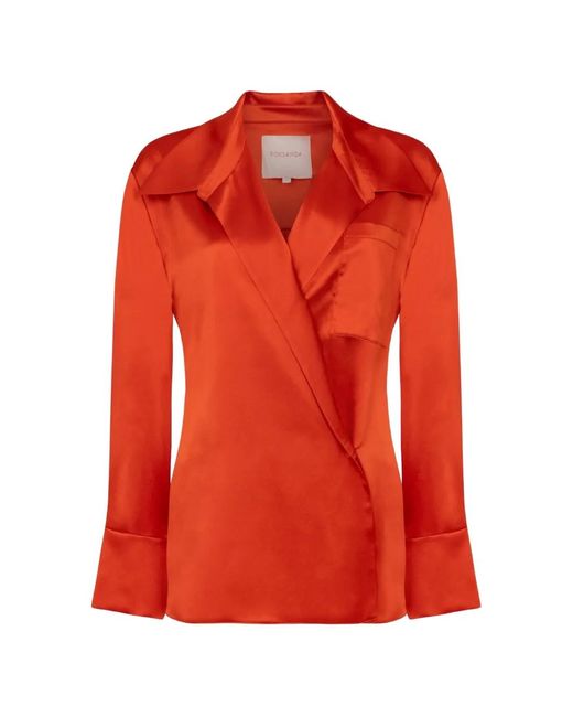 Roksanda Red Jana Wrap-Style Satin-Finish Blouse