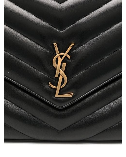 Saint Laurent Black Loulou Matelassé Shoulder Bag