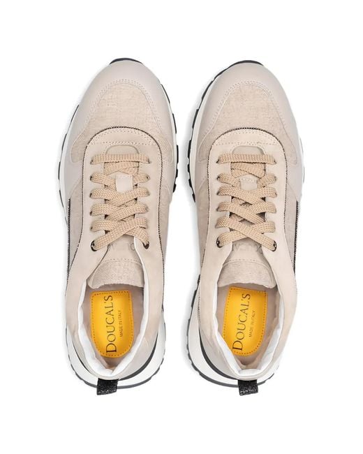 Doucal's White Calf Leather Sneakers