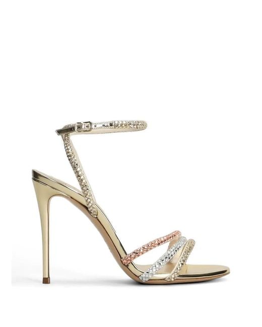 Casadei White Andromeda Crystal-Embellished Sandals