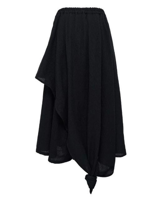 Y's Yohji Yamamoto Black Asymmetric Draped Trousers