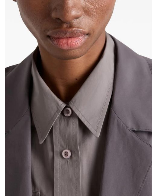 Prada Gray Manteau À Simple Boutonnage En Popeline