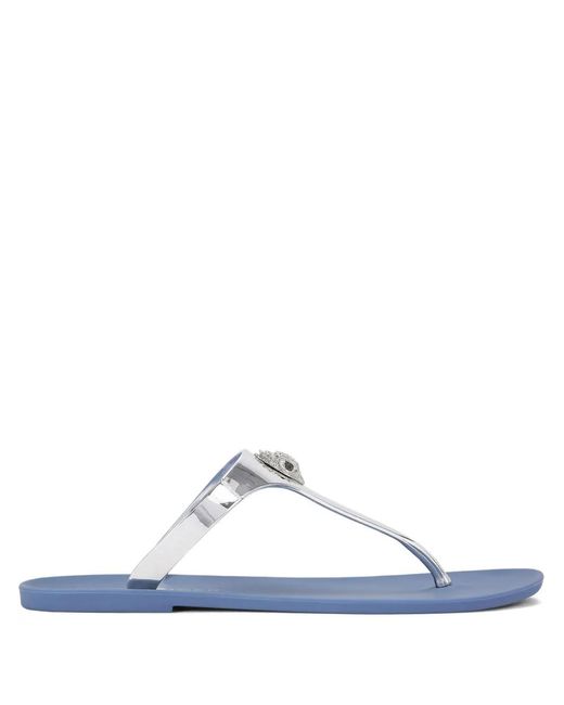 Kurt Geiger White Maddison Metallic-Detail Thong Sandals