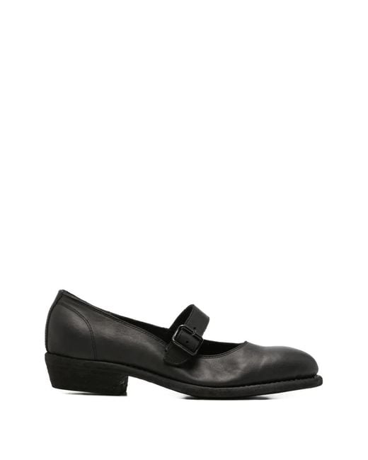 Guidi Black Buckle-Strap Loafers