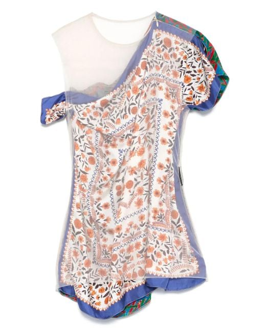MARINE SERRE シルク レイヤードトップ White