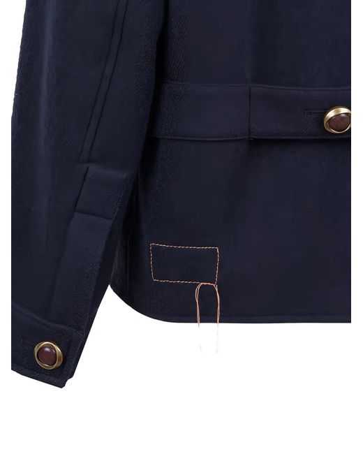 Fortela Blue Buttoned Patch-Pocket Jacket
