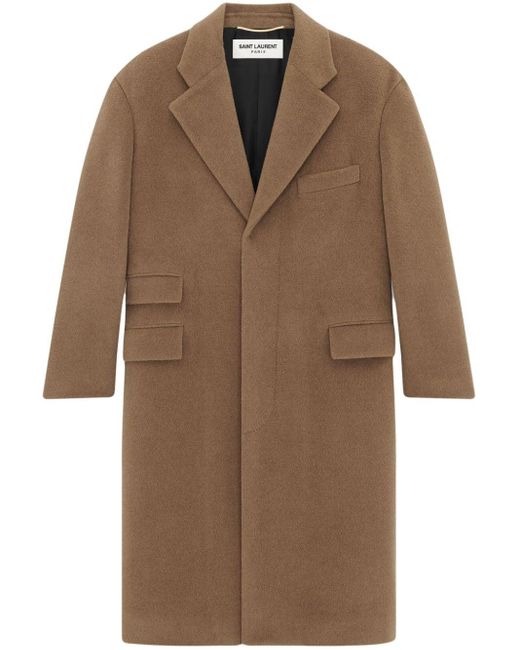 Saint Laurent Brown Single-breasted Wool Coat for men