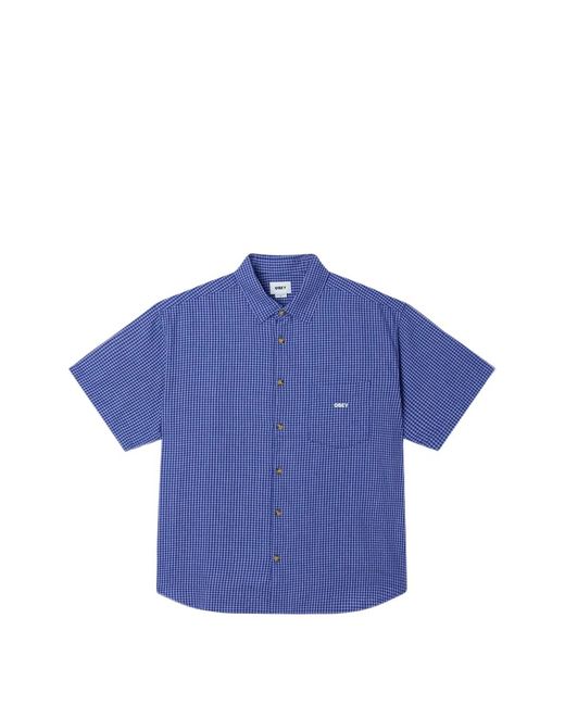 Obey Blue Bigwig Frank Gingham Short-Sleeve Shirt for men