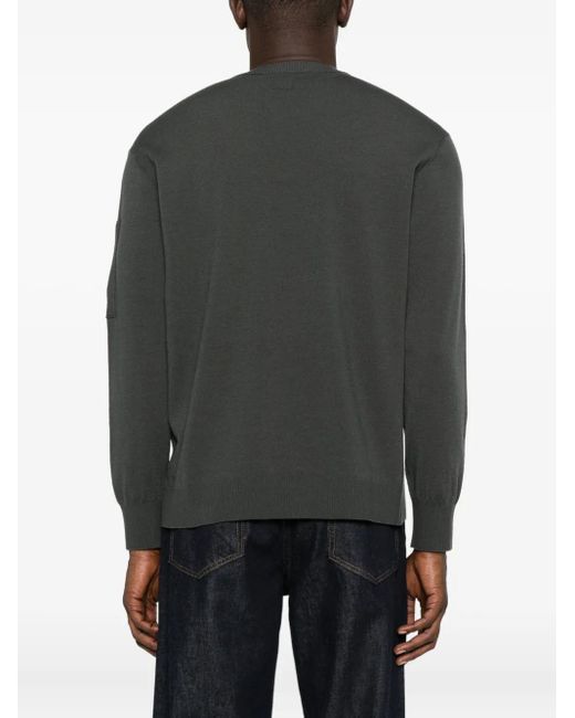 C P Company Black Lens-Detail Crew-Neck Sweater for men