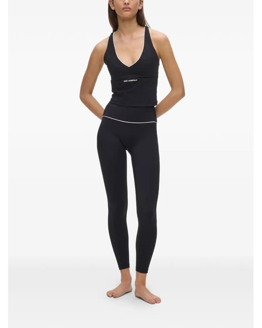 Karl Lagerfeld Black Contrast-Piping Leggings