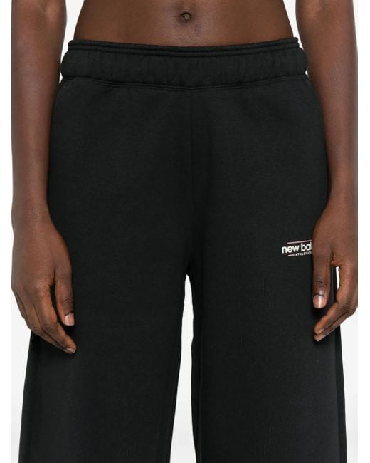 New Balance Black Elastic-Waistband Logo Sweatpants