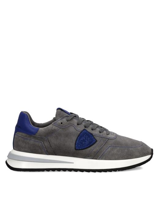 Philippe Model Blue Suede-Panelled Sneakers for men
