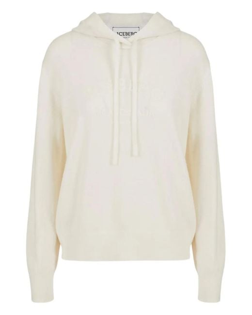Iceberg White Logo Hooded Sweatshirt