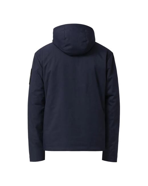 EA7 Blue Hooded Logo-Patch Jacket for men