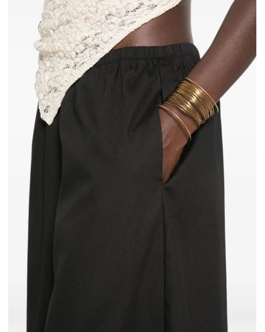 Enza Costa Black Pantalon Palazzo À Taille Élastiquée